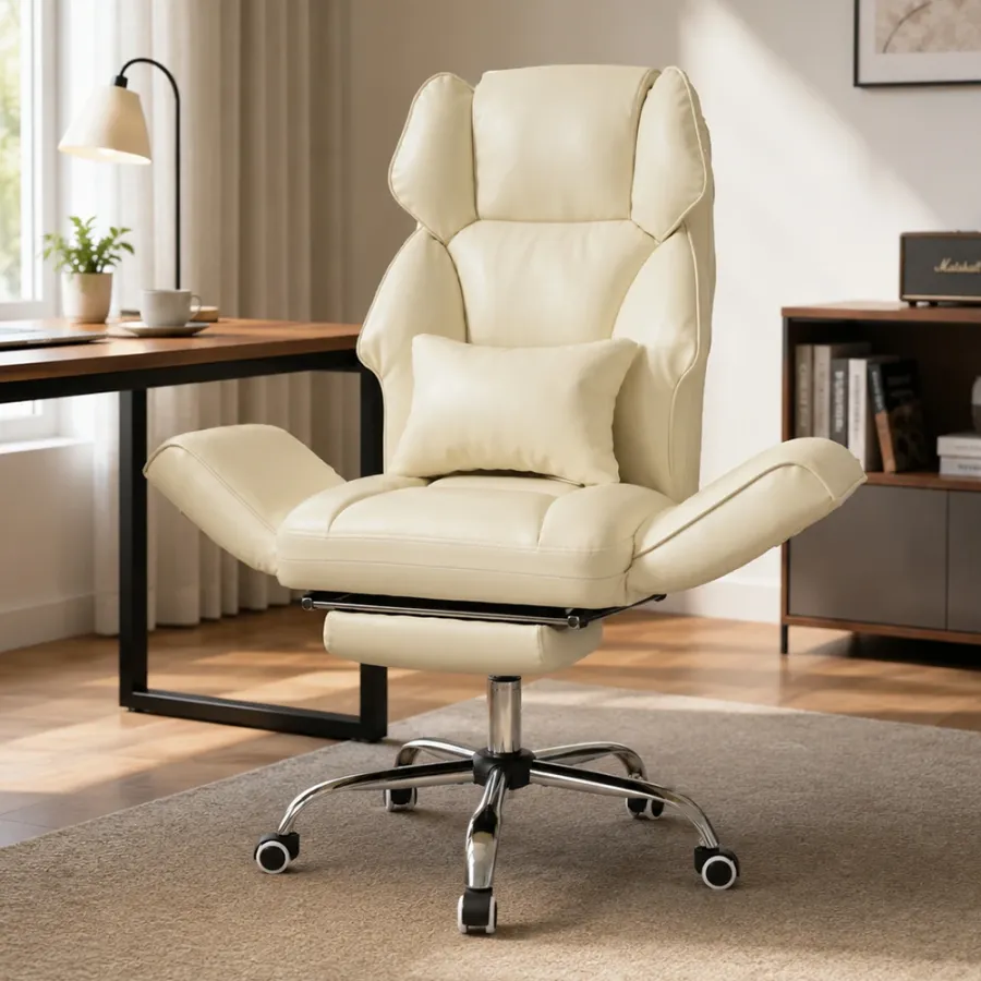 PU Leather Wide Criss Cross Office Chair with Flip-Up Arms